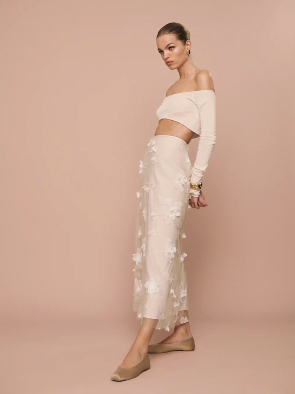 Reformation Gabriella Skirt Ivory - Size 0